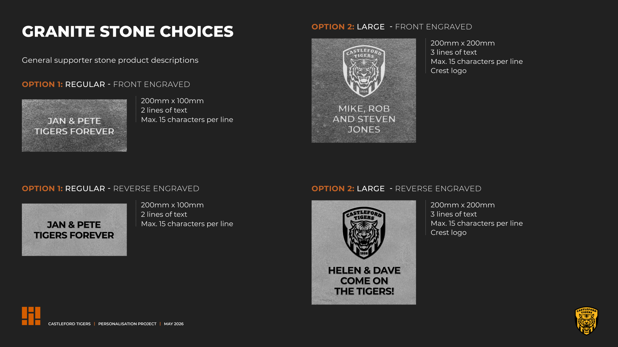 Castleford Tigers Stones